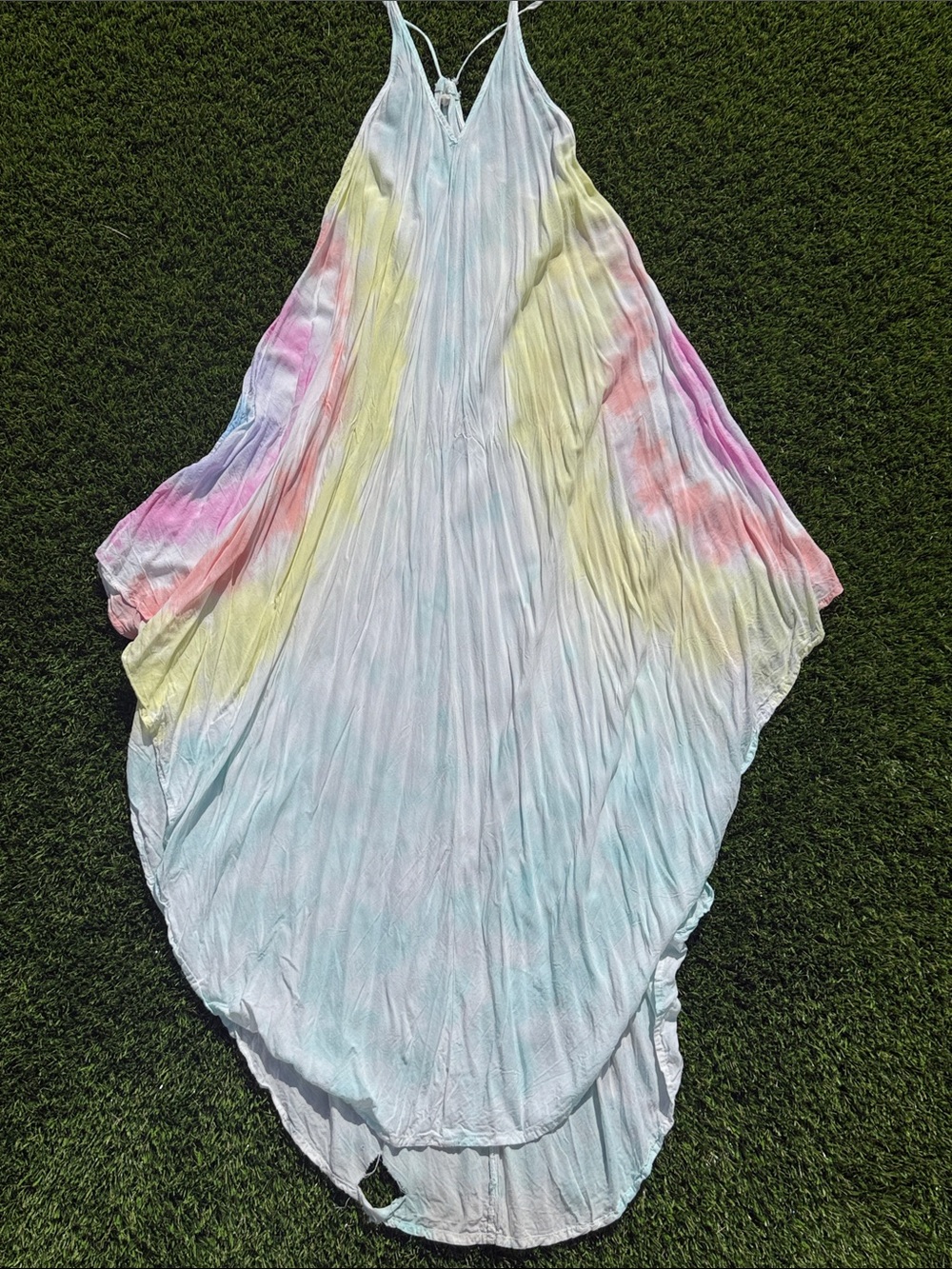 Surf Gypsy Pastel Tie-Dye Maxi Dress - Pink, Yellow, Blue